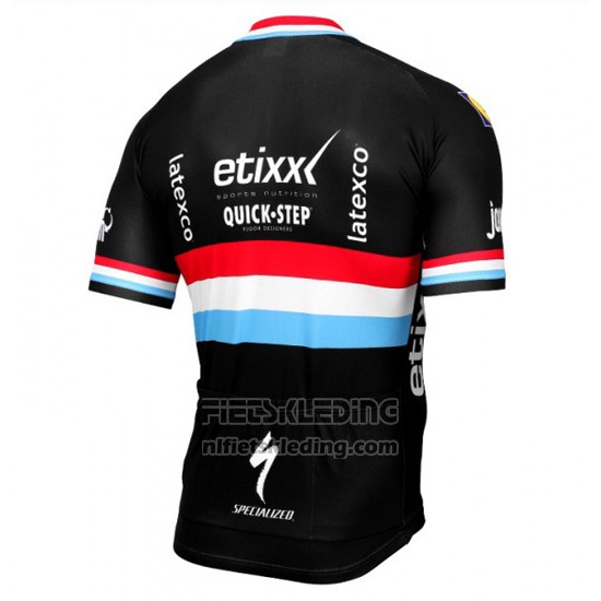2017 Fietskleding Etixx Quick Step Kampioen Luxemburg Zwart Korte Mouwen en Koersbroek